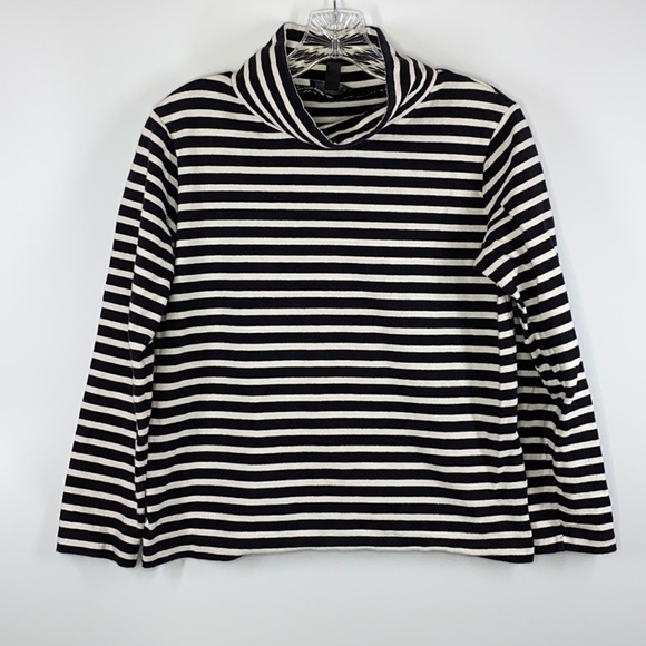 J Crew Black and White Sailor Funnel Neck Shirt XXS - Picture 1 of 9